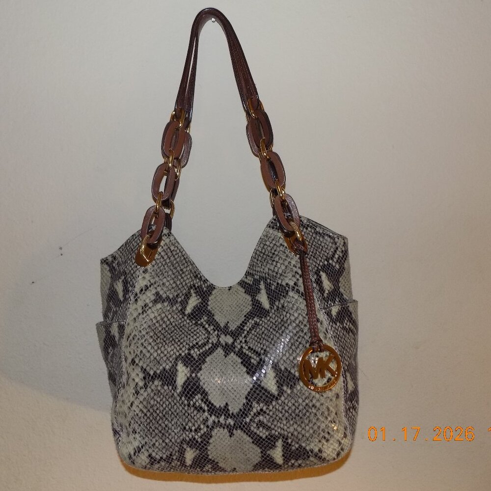 Michael Kors Snakeskin Pattern Bag, Chain Link Accent